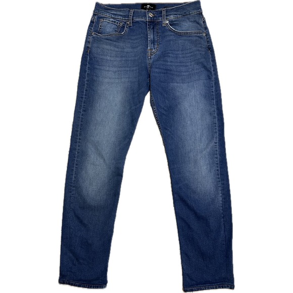 7 For All Mankind The Straight Jean Medium Wash Mid-Rise Size 31 - Picture 1 of 5